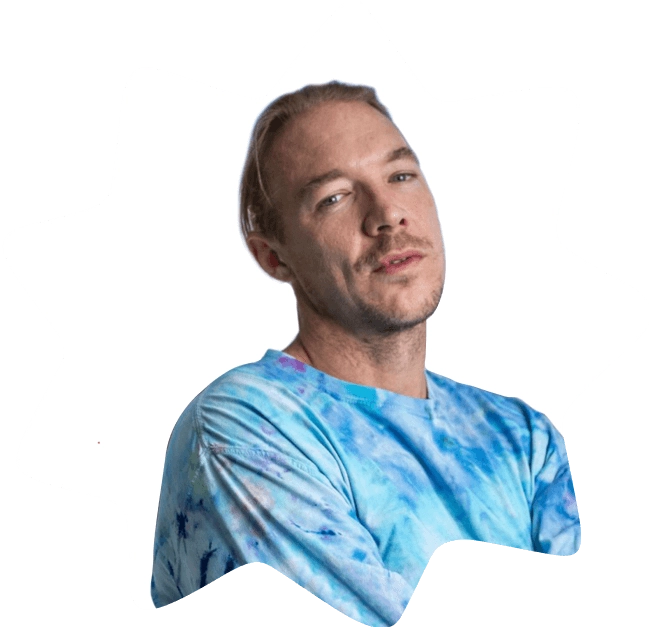 Cut-out portrait of Diplo in a tie-dye shirt