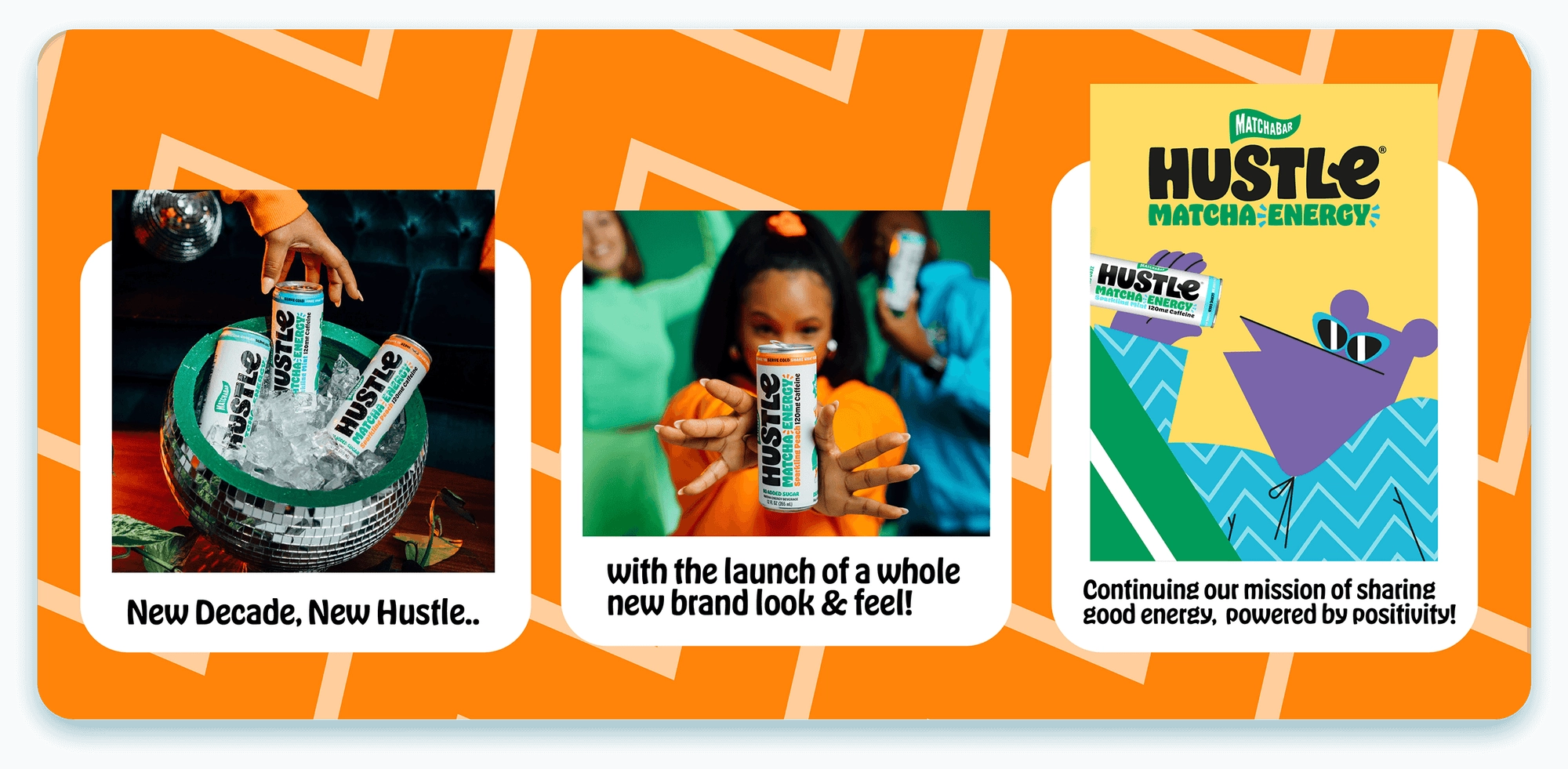Orange timeline panel with the New Decade, New Hustle photos